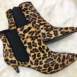 Zara Leopard Print Leather Booties
